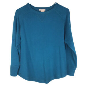 Sweet Romeo Sweater Long Sleeve Knit Blue Crew Neck Dolphin Hem Women's Small